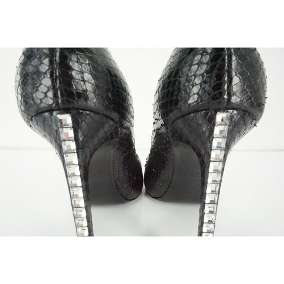 Saint Laurent Black Snake Paris Crystal Heel Pointy Toe Pumps - Picture 10 of 12